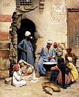 Ludwig Deutsch Canvas Paintings - The sahleb vendor, Cairo